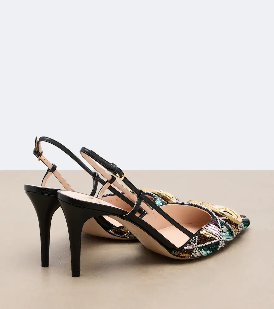 Valentino Garavani VLogo sequined leather slingback pumps | Thumbnail 3 Valentino Garavani VLogo sequined leather slingback pumps | Thumbnail 3