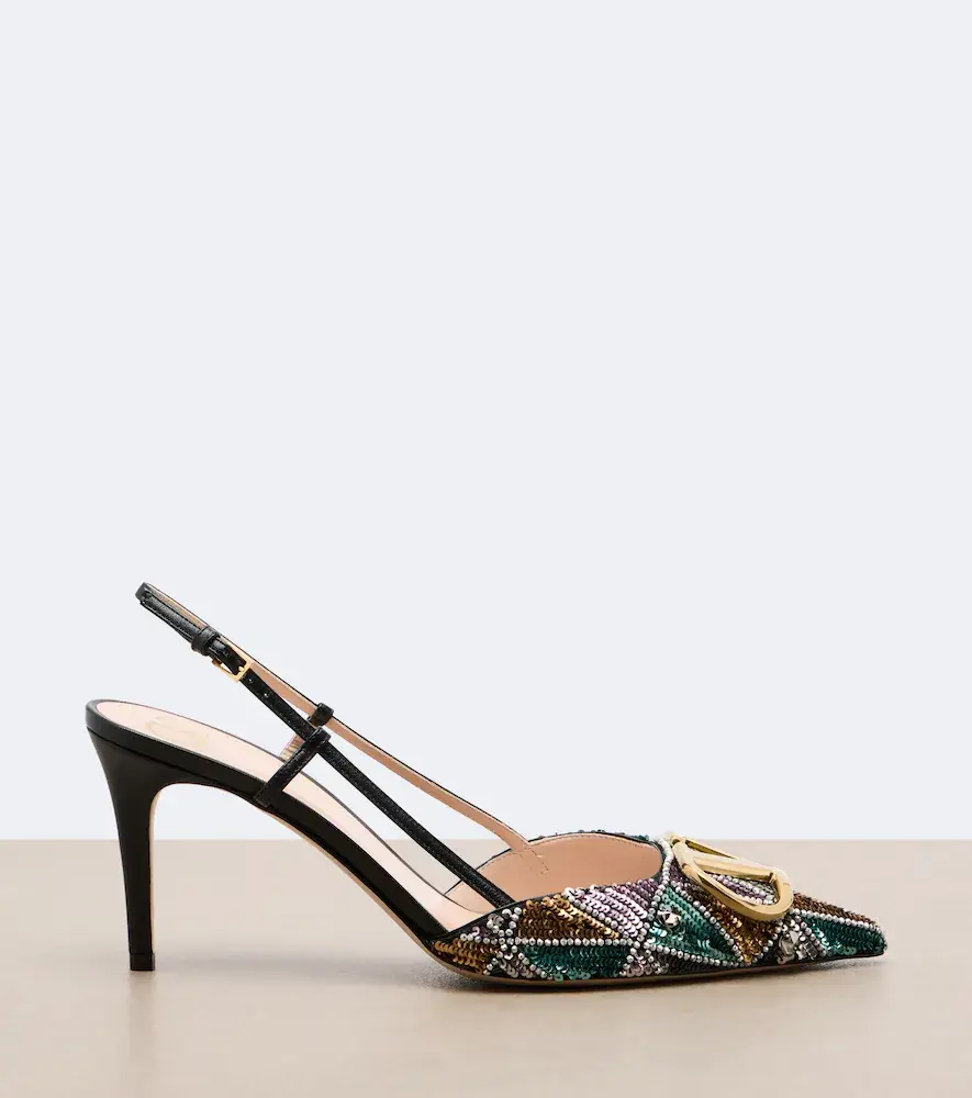 Valentino Garavani VLogo sequined leather slingback pumps | Thumbnail 4 Valentino Garavani VLogo sequined leather slingback pumps | Thumbnail 4
