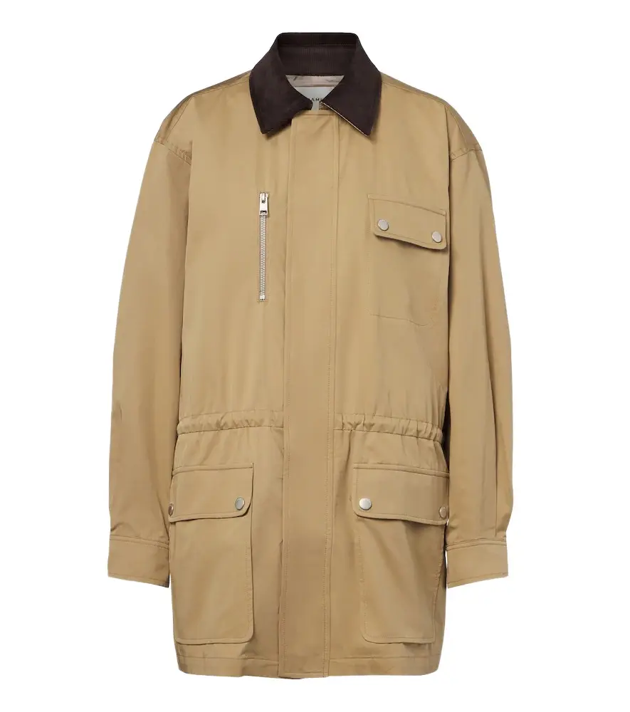 Corduroy-trimmed cotton twill jacket Corduroy-trimmed cotton twill jacket