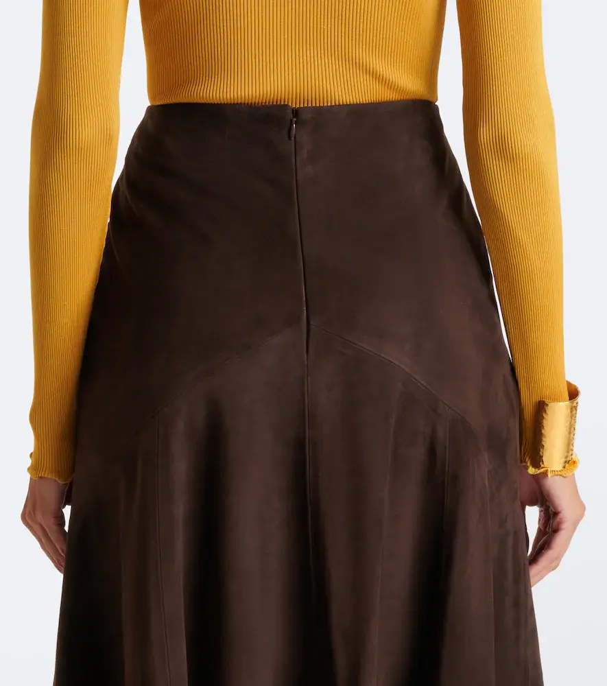Nour Hammour Garnier suede midi skirt | Thumbnail 3