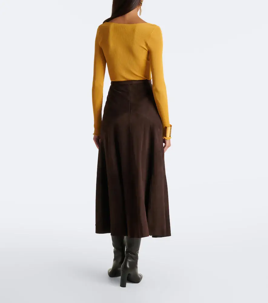 Nour Hammour Garnier suede midi skirt | Thumbnail 4