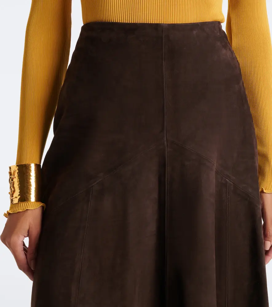 Nour Hammour Garnier suede midi skirt | Thumbnail 5