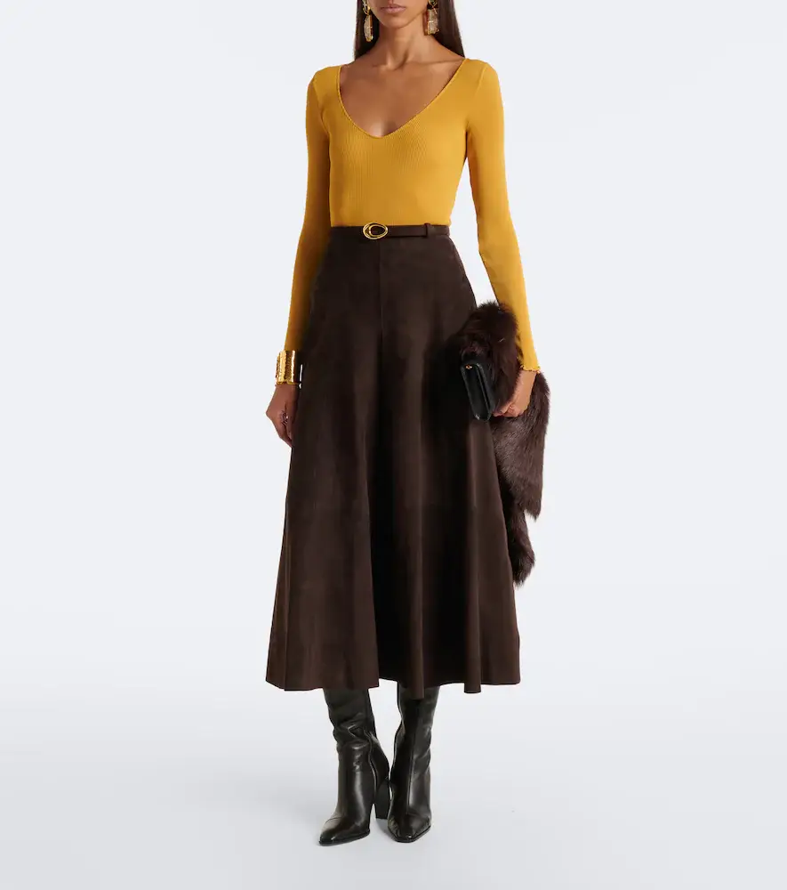 Nour Hammour Garnier suede midi skirt | Thumbnail 6
