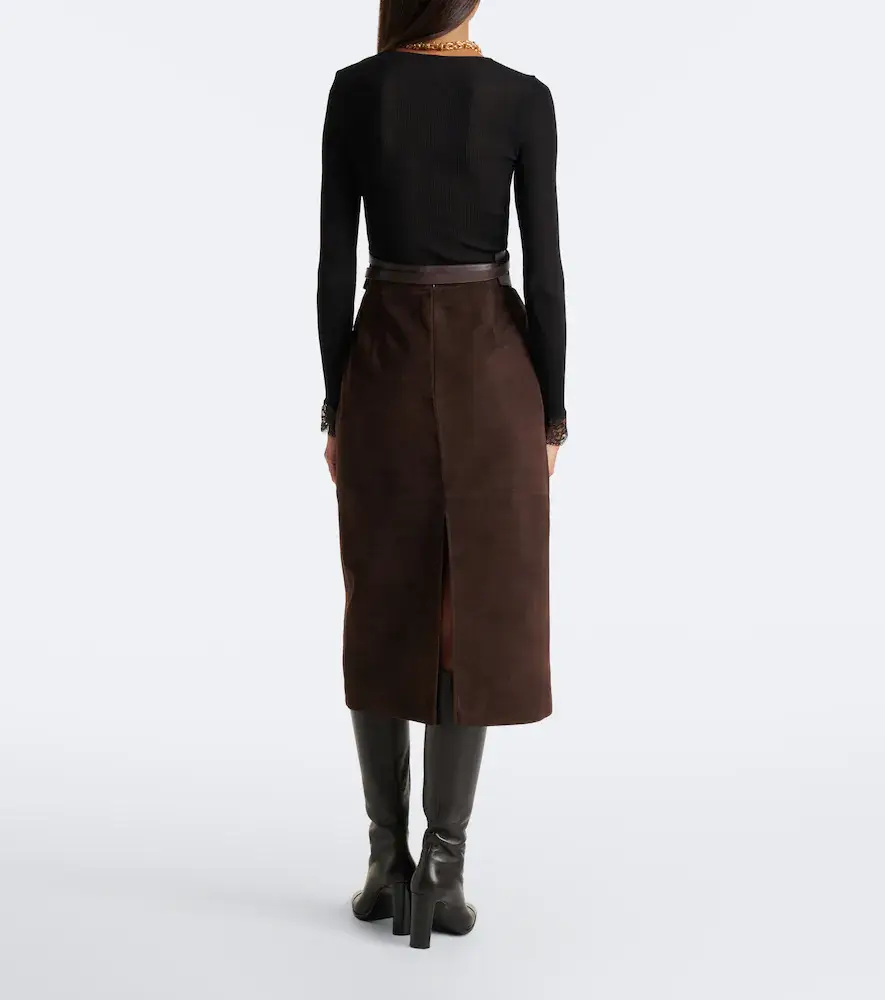 Nour Hammour Alana suede pencil skirt | Thumbnail 3