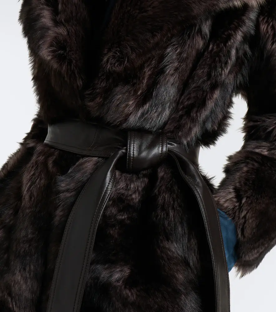 Zimmermann Valiant leather-trimmed shearling wrap coat | Thumbnail 2 Zimmermann Valiant leather-trimmed shearling wrap coat | Thumbnail 2