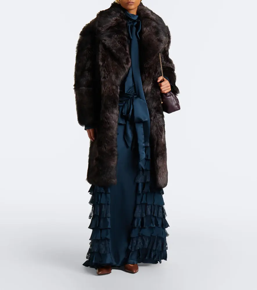 Zimmermann Valiant leather-trimmed shearling wrap coat | Thumbnail 3 Zimmermann Valiant leather-trimmed shearling wrap coat | Thumbnail 3