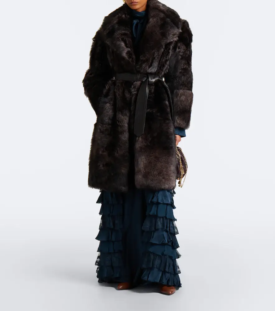 Zimmermann Valiant leather-trimmed shearling wrap coat | Thumbnail 4 Zimmermann Valiant leather-trimmed shearling wrap coat | Thumbnail 4