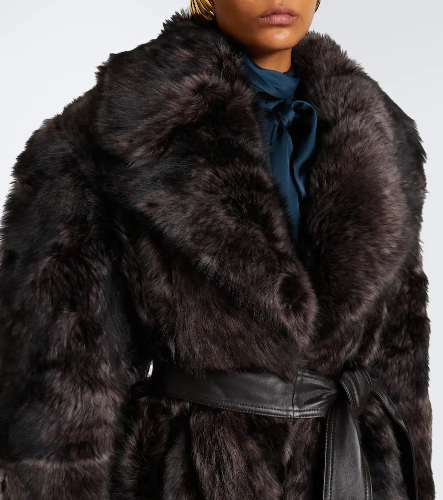 Zimmermann Valiant leather-trimmed shearling wrap coat | Thumbnail 6 Zimmermann Valiant leather-trimmed shearling wrap coat | Thumbnail 6