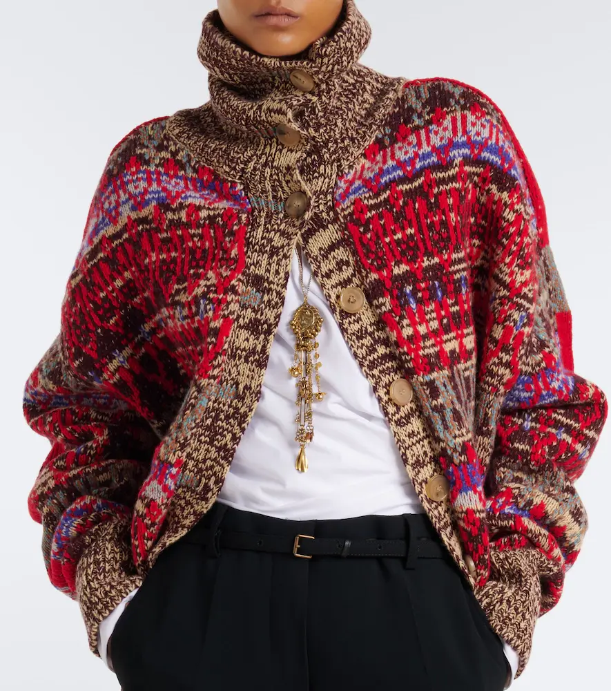 Dries Van Noten Oversized wool and cashmere jacquard cardigan | Thumbnail 2 Dries Van Noten Oversized wool and cashmere jacquard cardigan | Thumbnail 2