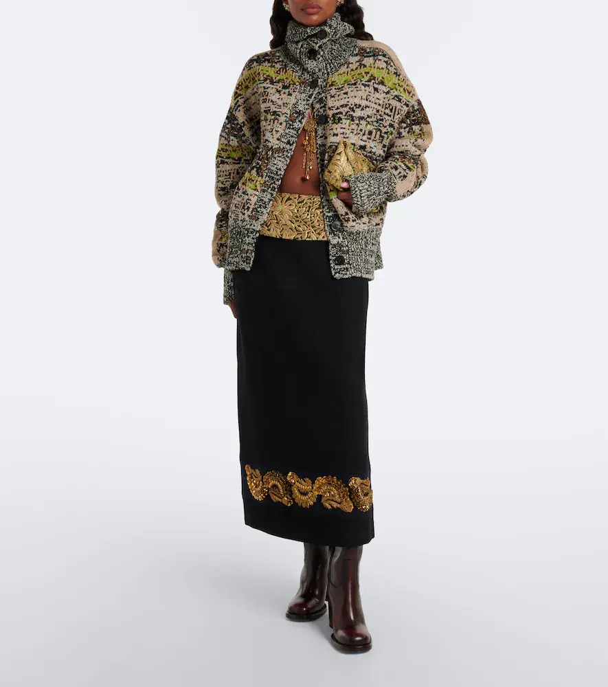 Dries Van Noten Oversized wool and cashmere jacquard cardigan | Thumbnail 7 Dries Van Noten Oversized wool and cashmere jacquard cardigan | Thumbnail 7