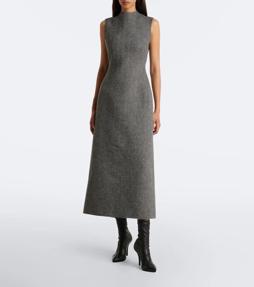 Maison Margiela Herringbone virgin wool midi dress | Thumbnail 2