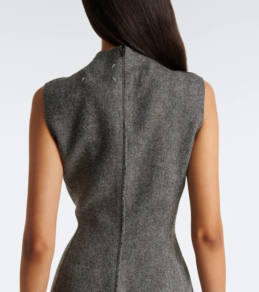 Maison Margiela Herringbone virgin wool midi dress | Thumbnail 3