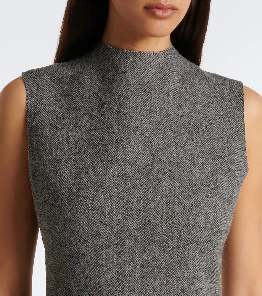 Maison Margiela Herringbone virgin wool midi dress | Thumbnail 4