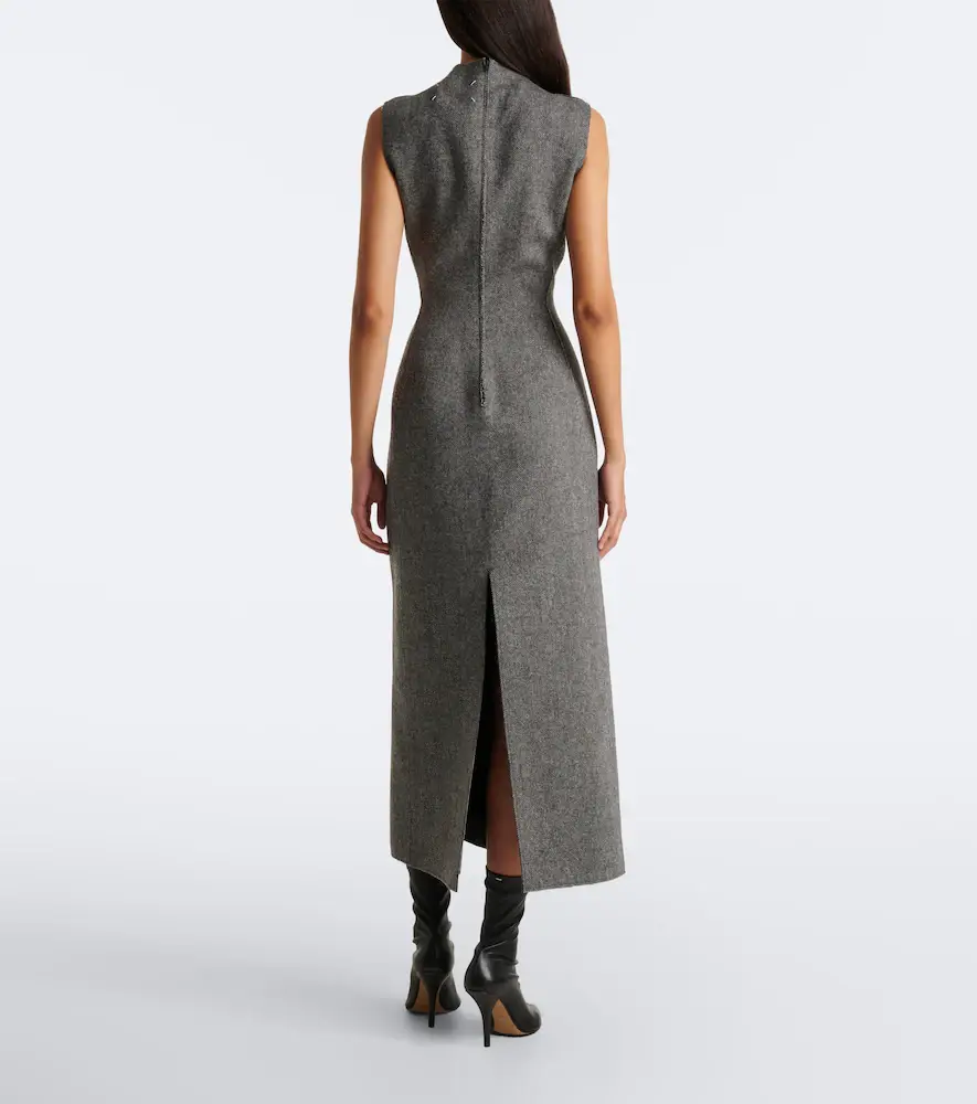 Maison Margiela Herringbone virgin wool midi dress | Thumbnail 5