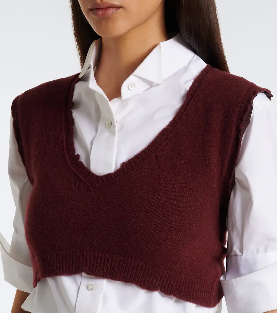 Maison Margiela Cropped virgin wool sweater vest | Thumbnail 3