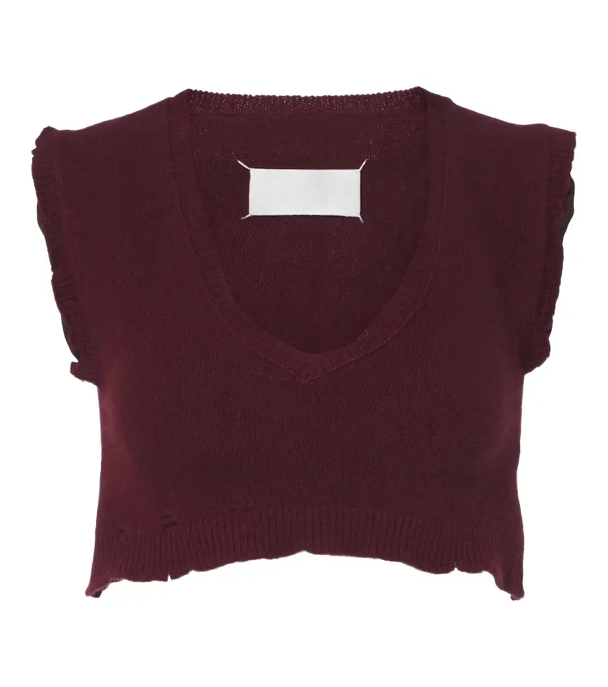 Cropped virgin wool sweater vest