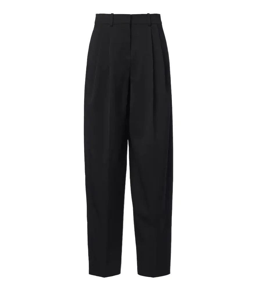 Wool grain de poudre barrel-leg pants Wool grain de poudre barrel-leg pants