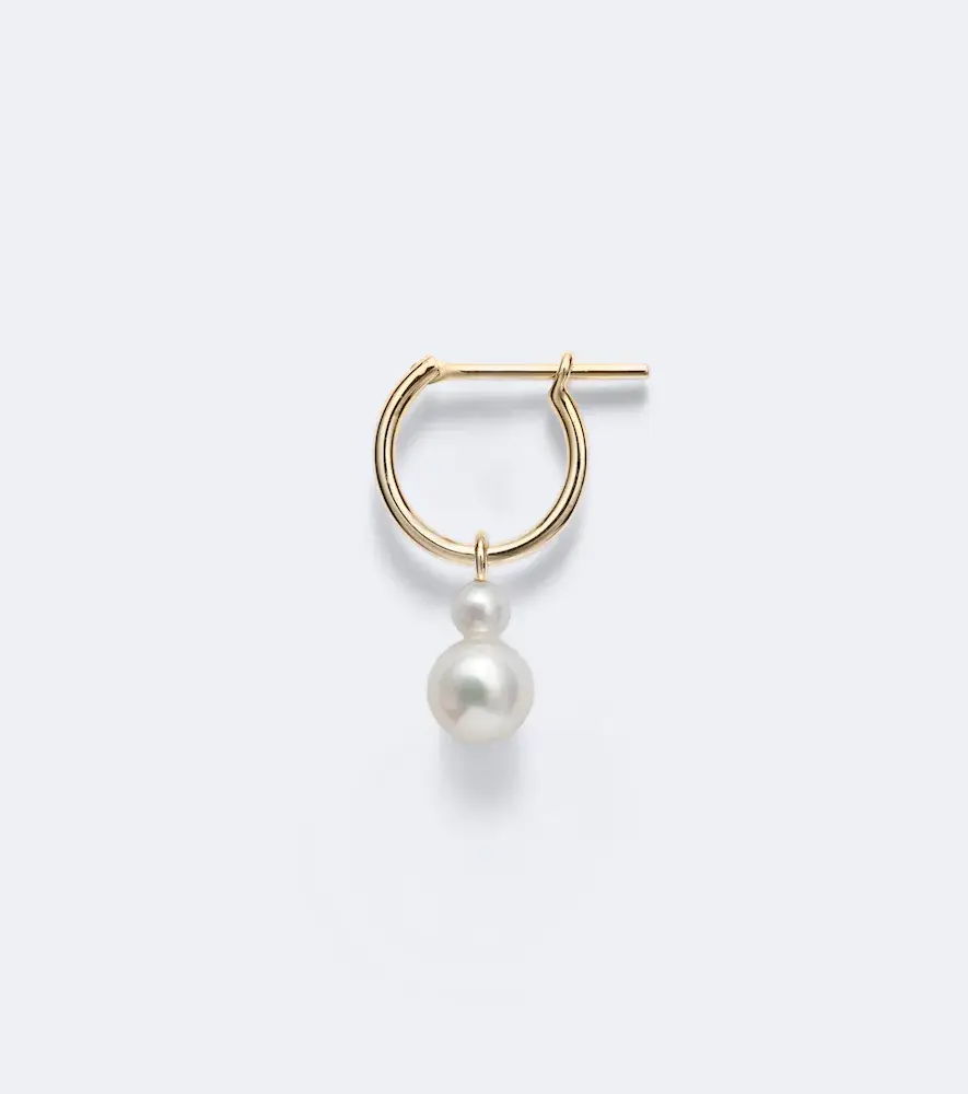 Sophie Bille Brahe 14kt gold single hoop earring with freshwater pearls | Thumbnail 2 Sophie Bille Brahe 14kt gold single hoop earring with freshwater pearls | Thumbnail 2