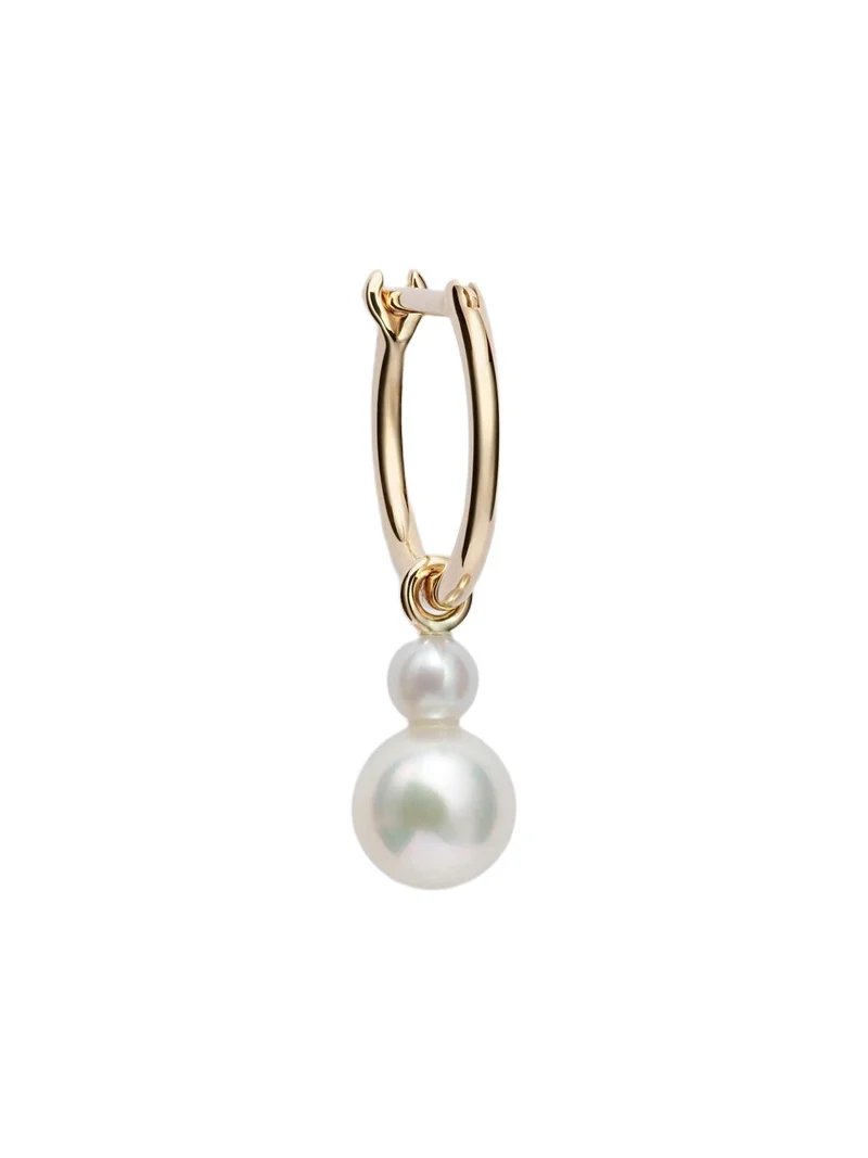 14kt gold single hoop earring with freshwater pearls 14kt gold single hoop earring with freshwater pearls