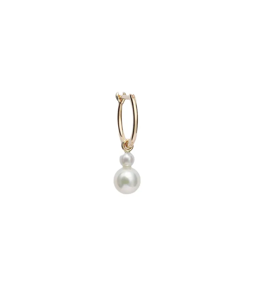 14kt gold single hoop earring with freshwater pearls 14kt gold single hoop earring with freshwater pearls