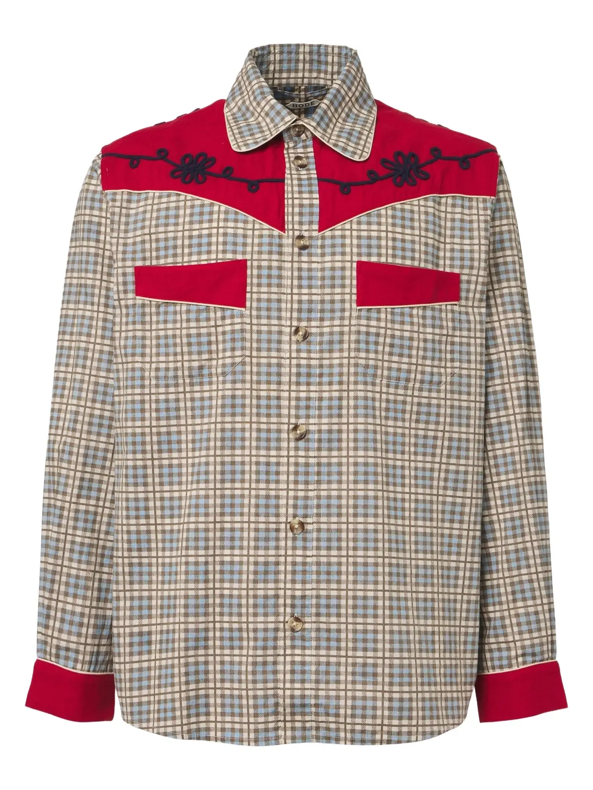 BODE River City checked cotton poplin Western shirt