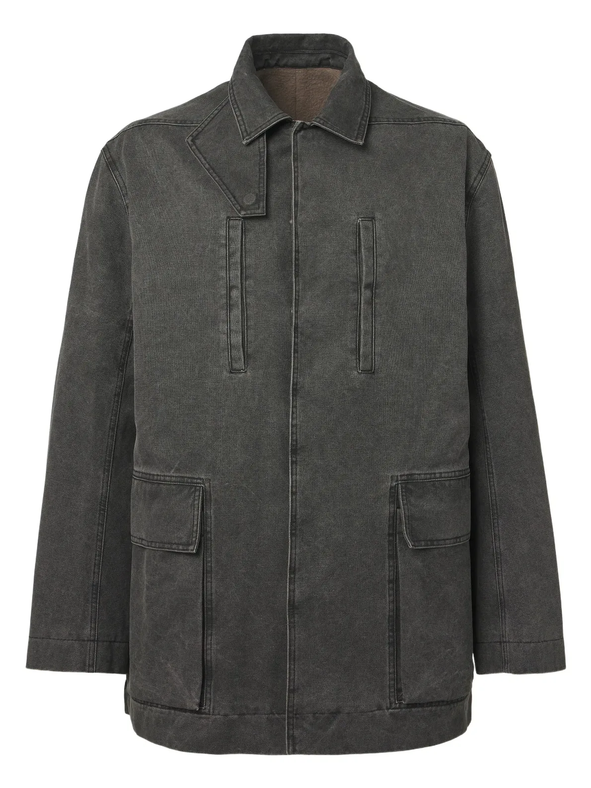 Collared Mac coated cotton canvas jacket