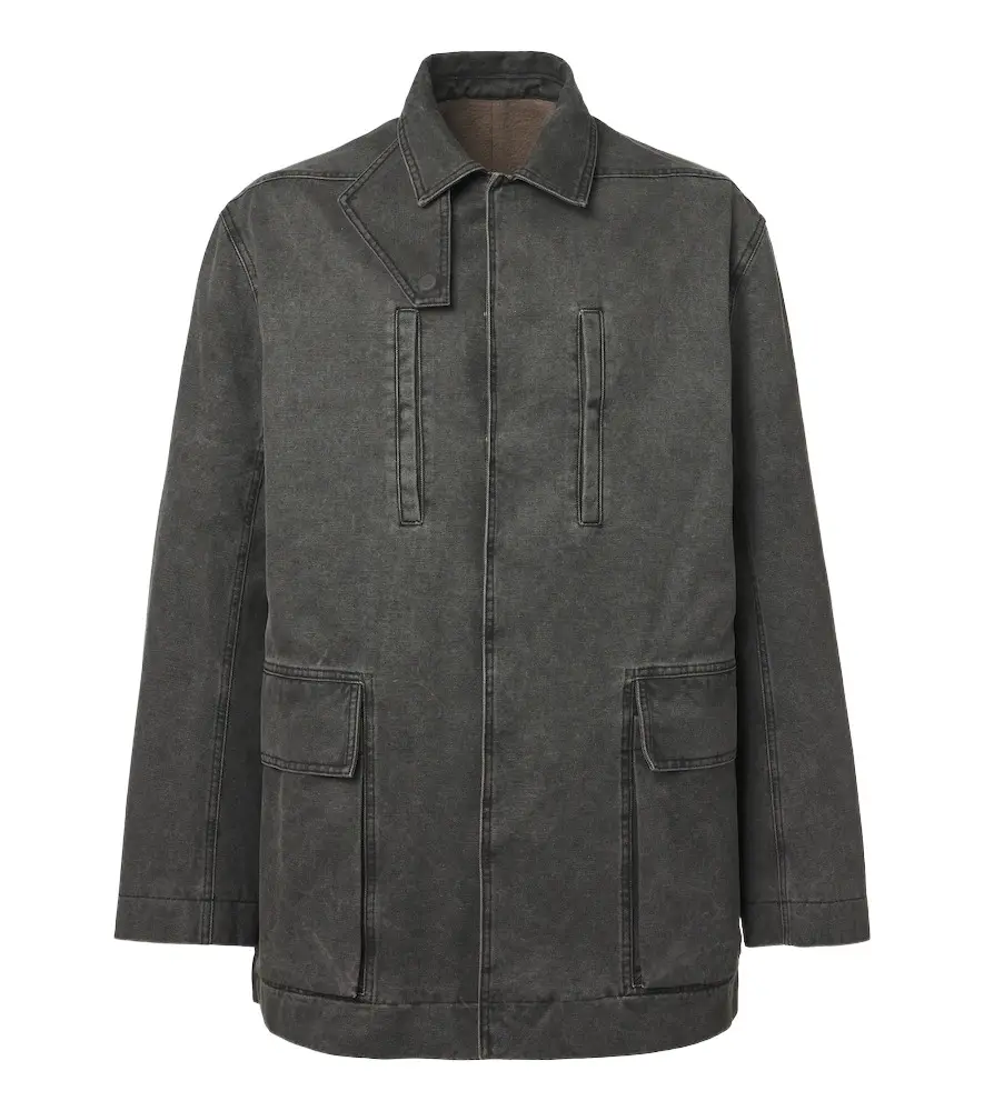 Rick Owens Collared Mac coated cotton canvas jacket