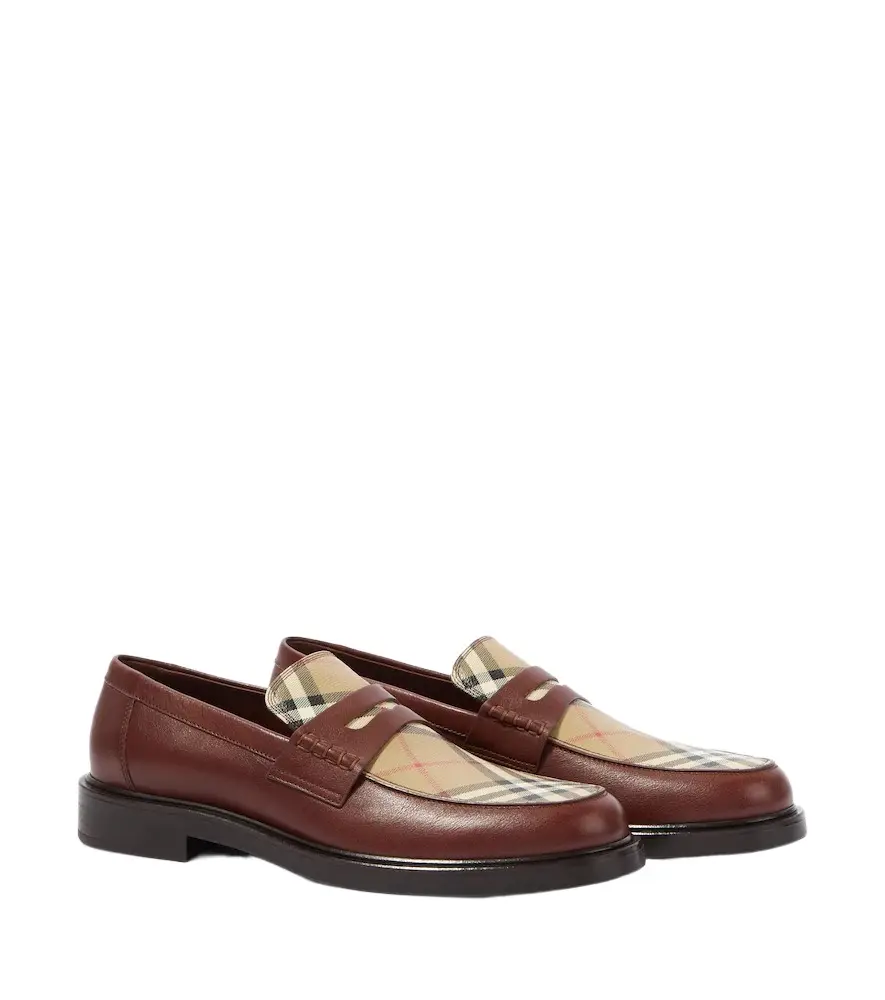 Burberry Check leather penny loafers