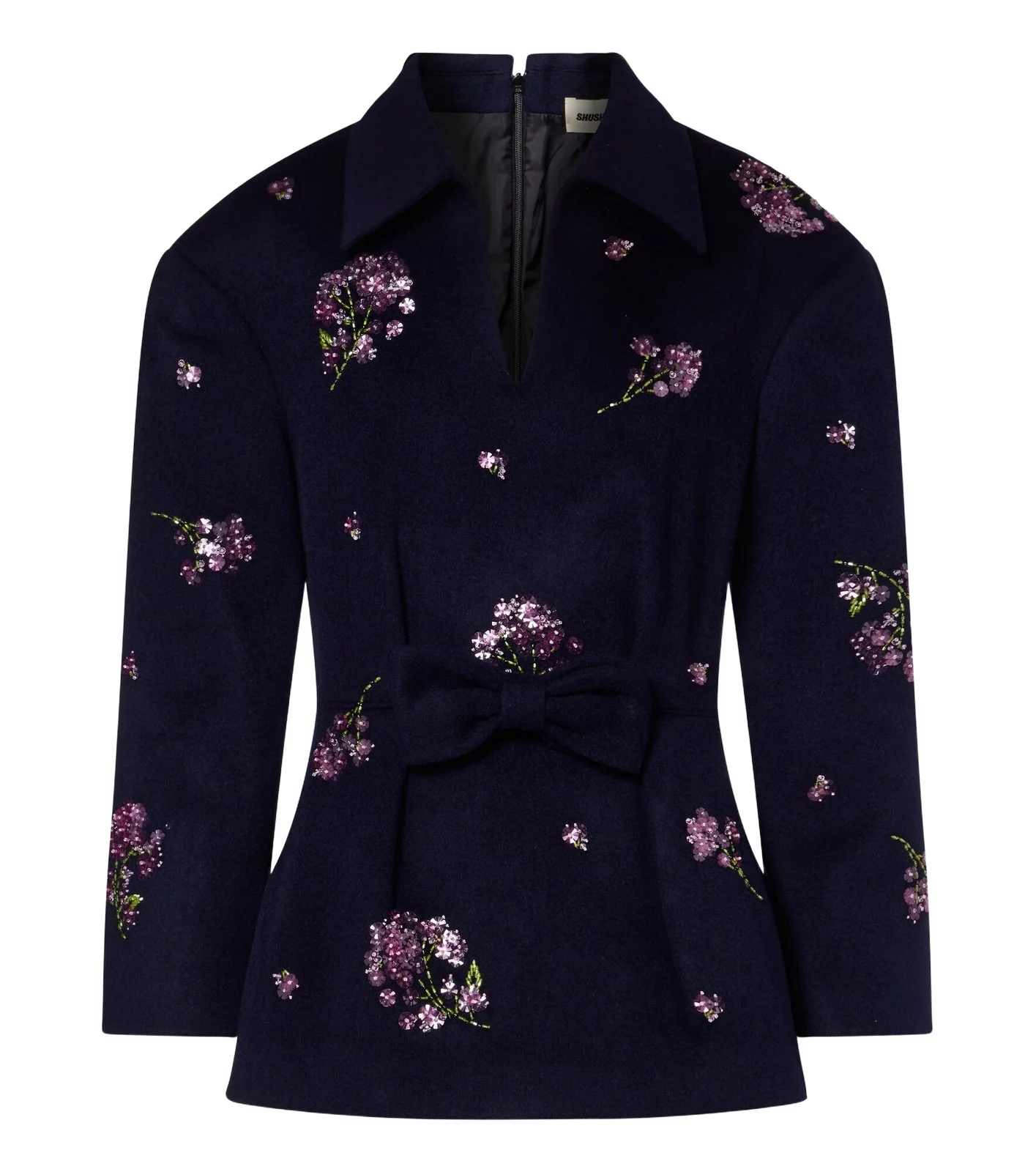 SHUSHU/TONG Bow-detail embellished wool top