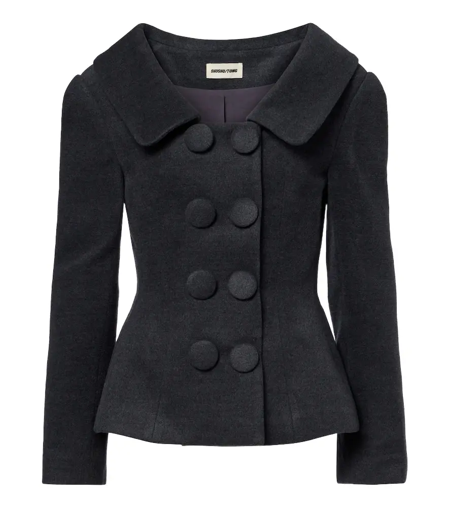 SHUSHU/TONG Double-breasted wool and silk-blend blazer