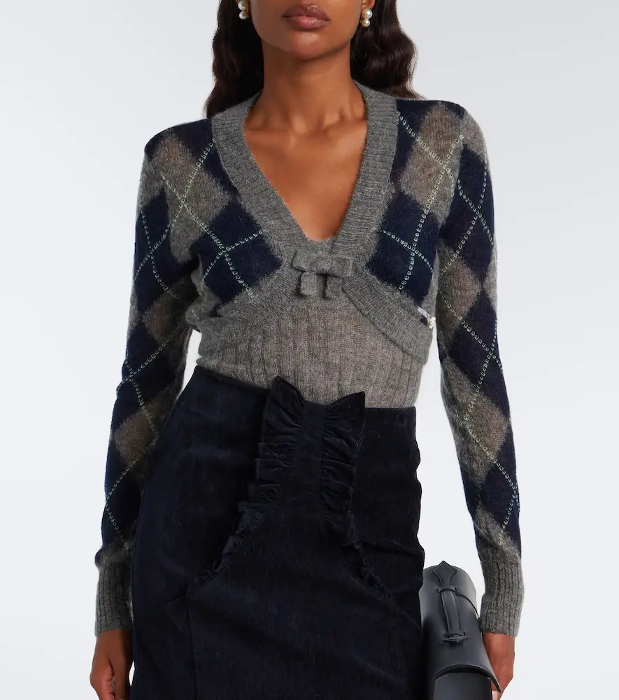 SHUSHU/TONG Argyle wool and mohair-blend cardigan | Thumbnail 2