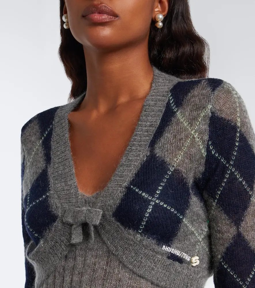 SHUSHU/TONG Argyle wool and mohair-blend cardigan | Thumbnail 3