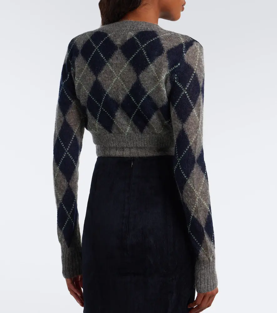 SHUSHU/TONG Argyle wool and mohair-blend cardigan | Thumbnail 5