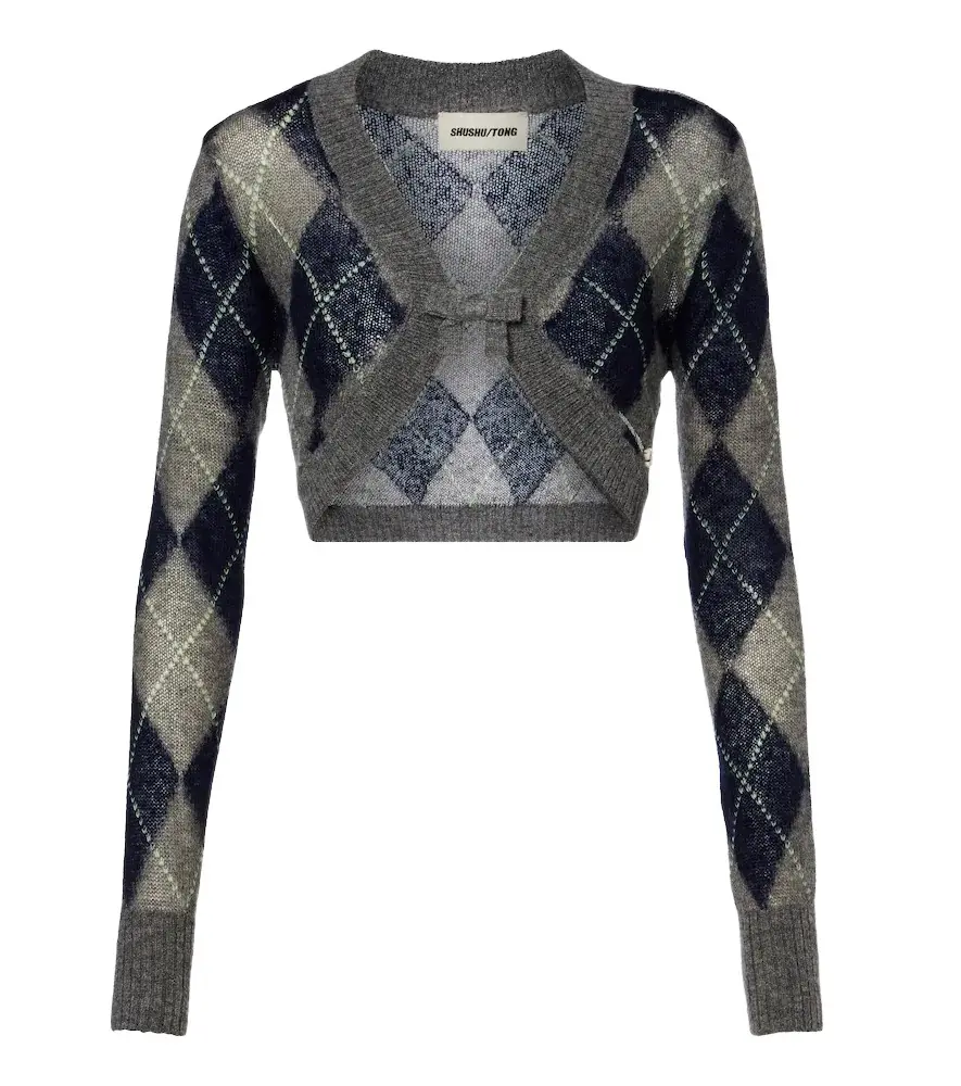 SHUSHU/TONG Argyle wool and mohair-blend cardigan
