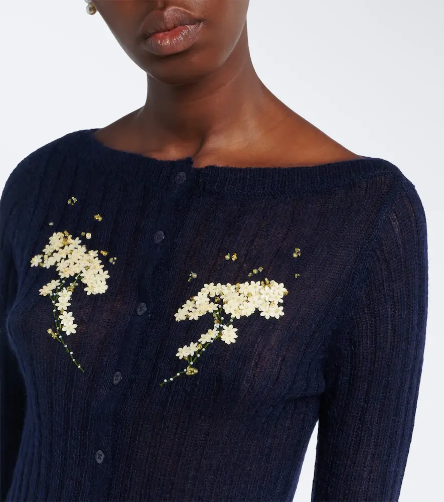 SHUSHU/TONG Embellished wool and mohair-blend cardigan | Thumbnail 6