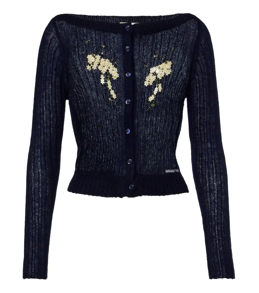 SHUSHU/TONG Embellished wool and mohair-blend cardigan