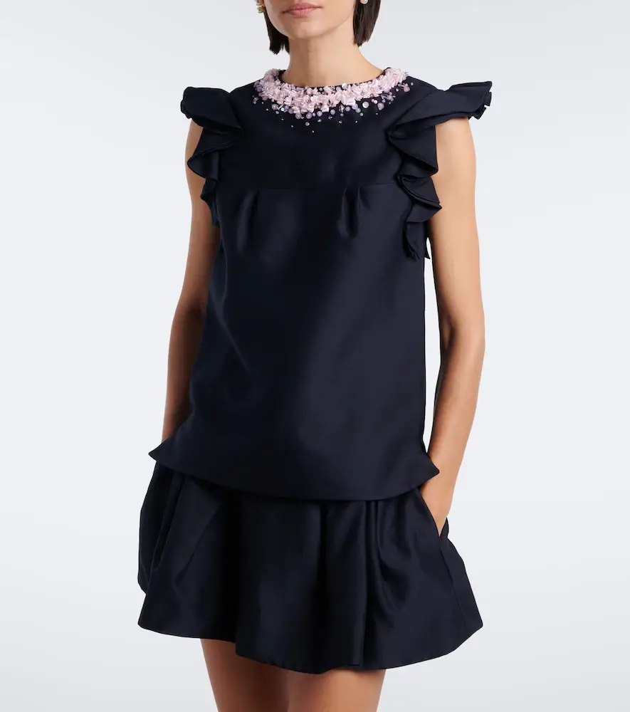 SHUSHU/TONG Embellished ruffled top | Thumbnail 4