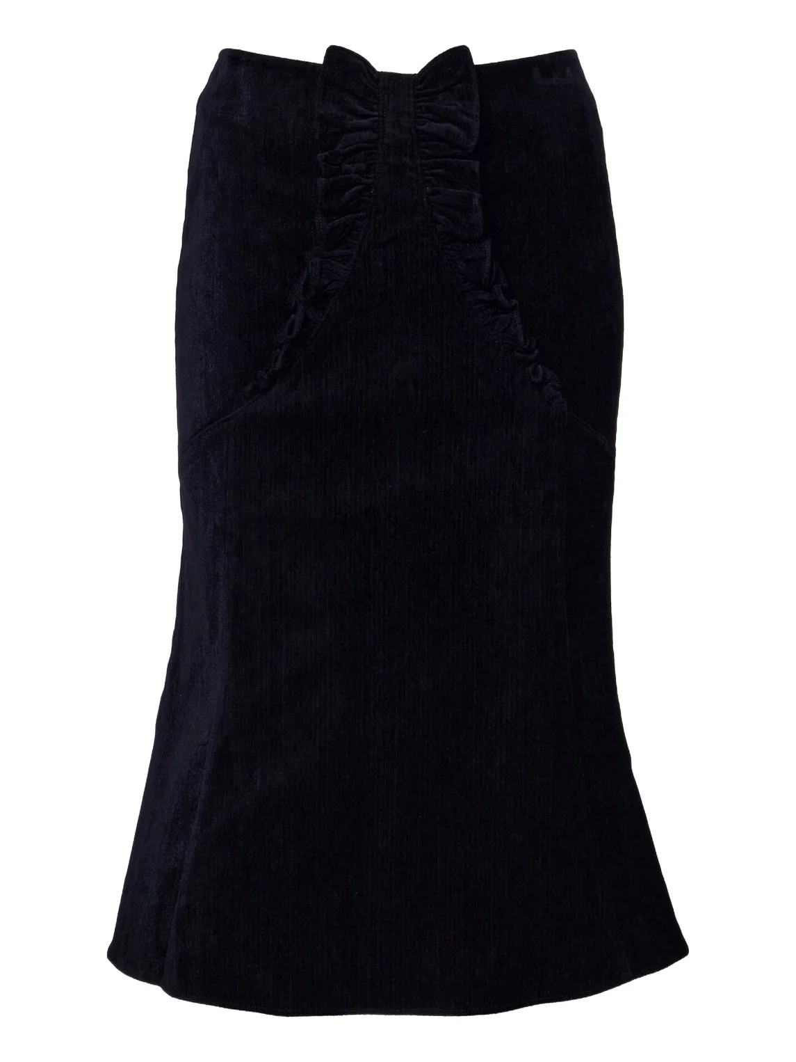 SHUSHU/TONG Bow-detail ruffled velvet midi skirt