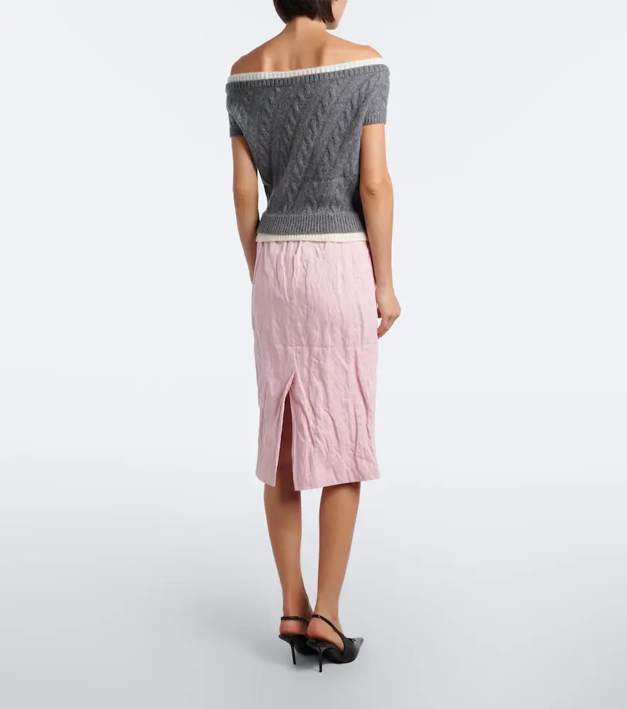 SHUSHU/TONG Bow-detail cotton-blend midi skirt | Thumbnail 5