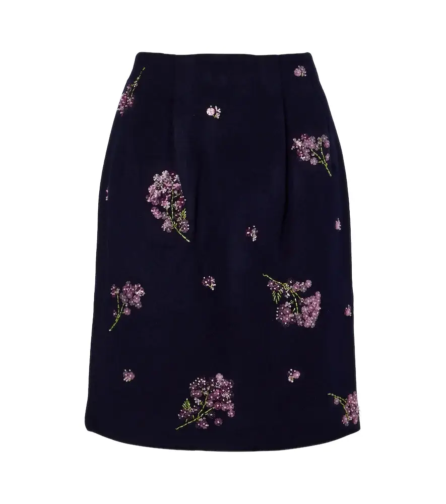 SHUSHU/TONG Embellished wool pencil skirt