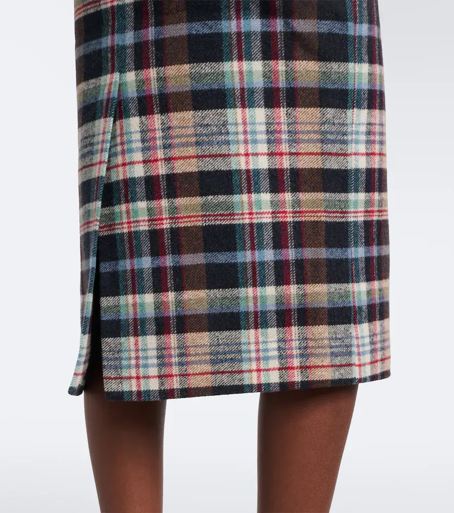 SHUSHU/TONG Checked cotton and wool-blend pencil skirt | Thumbnail 2 SHUSHU/TONG Checked cotton and wool-blend pencil skirt | Thumbnail 2