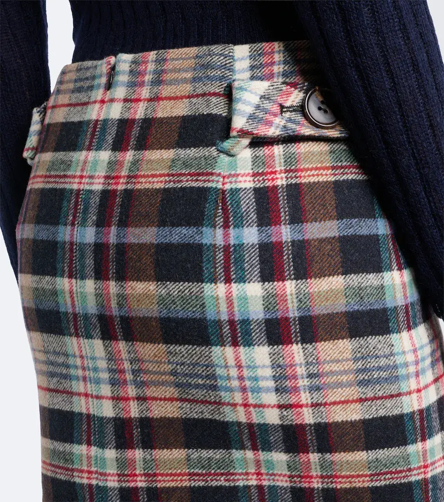 SHUSHU/TONG Checked cotton and wool-blend pencil skirt | Thumbnail 3 SHUSHU/TONG Checked cotton and wool-blend pencil skirt | Thumbnail 3