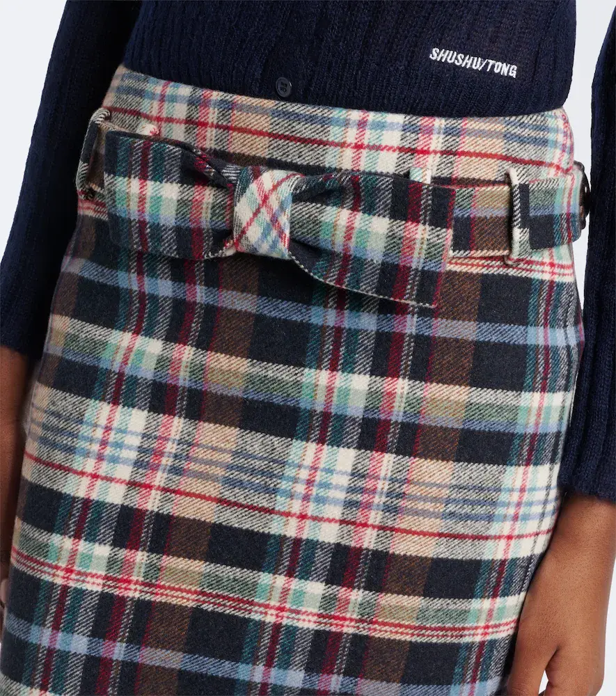 SHUSHU/TONG Checked cotton and wool-blend pencil skirt | Thumbnail 5 SHUSHU/TONG Checked cotton and wool-blend pencil skirt | Thumbnail 5