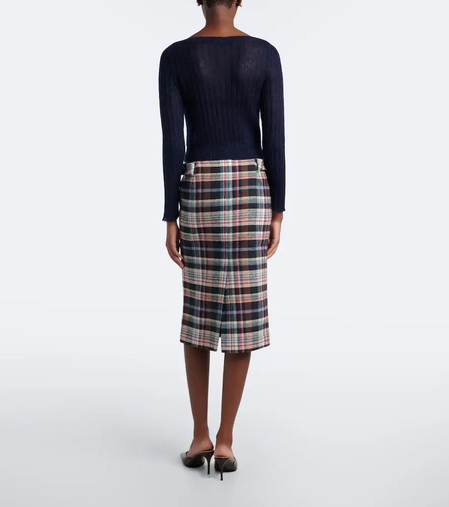 SHUSHU/TONG Checked cotton and wool-blend pencil skirt | Thumbnail 6 SHUSHU/TONG Checked cotton and wool-blend pencil skirt | Thumbnail 6