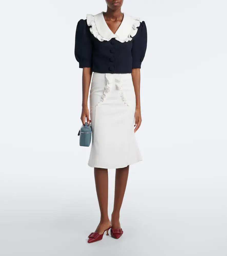 SHUSHU/TONG Bow-detail ruffled midi skirt | Thumbnail 3