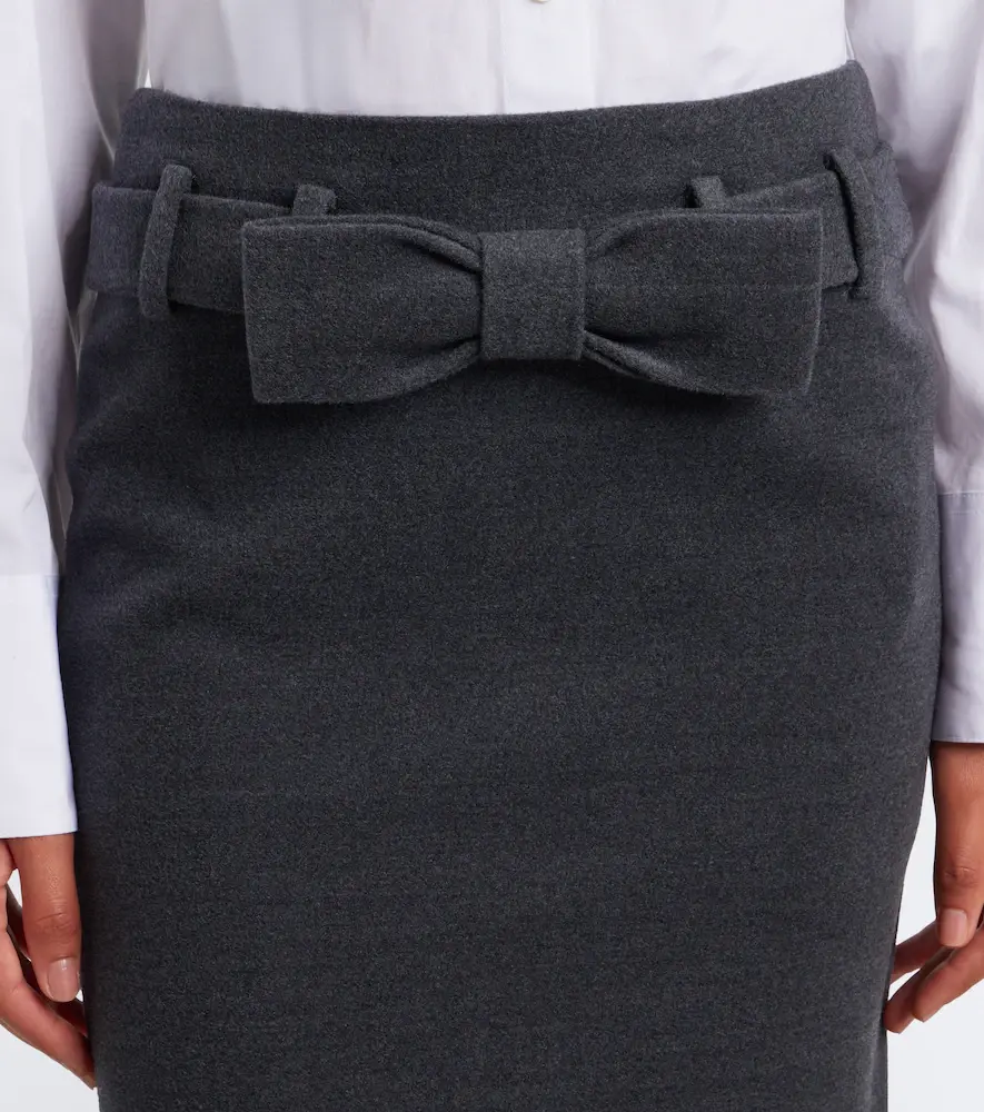 SHUSHU/TONG Bow-detail wool and silk-blend pencil skirt | Thumbnail 3 SHUSHU/TONG Bow-detail wool and silk-blend pencil skirt | Thumbnail 3