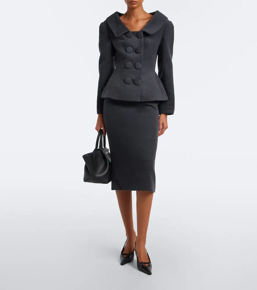 SHUSHU/TONG Bow-detail wool and silk-blend pencil skirt | Thumbnail 5 SHUSHU/TONG Bow-detail wool and silk-blend pencil skirt | Thumbnail 5