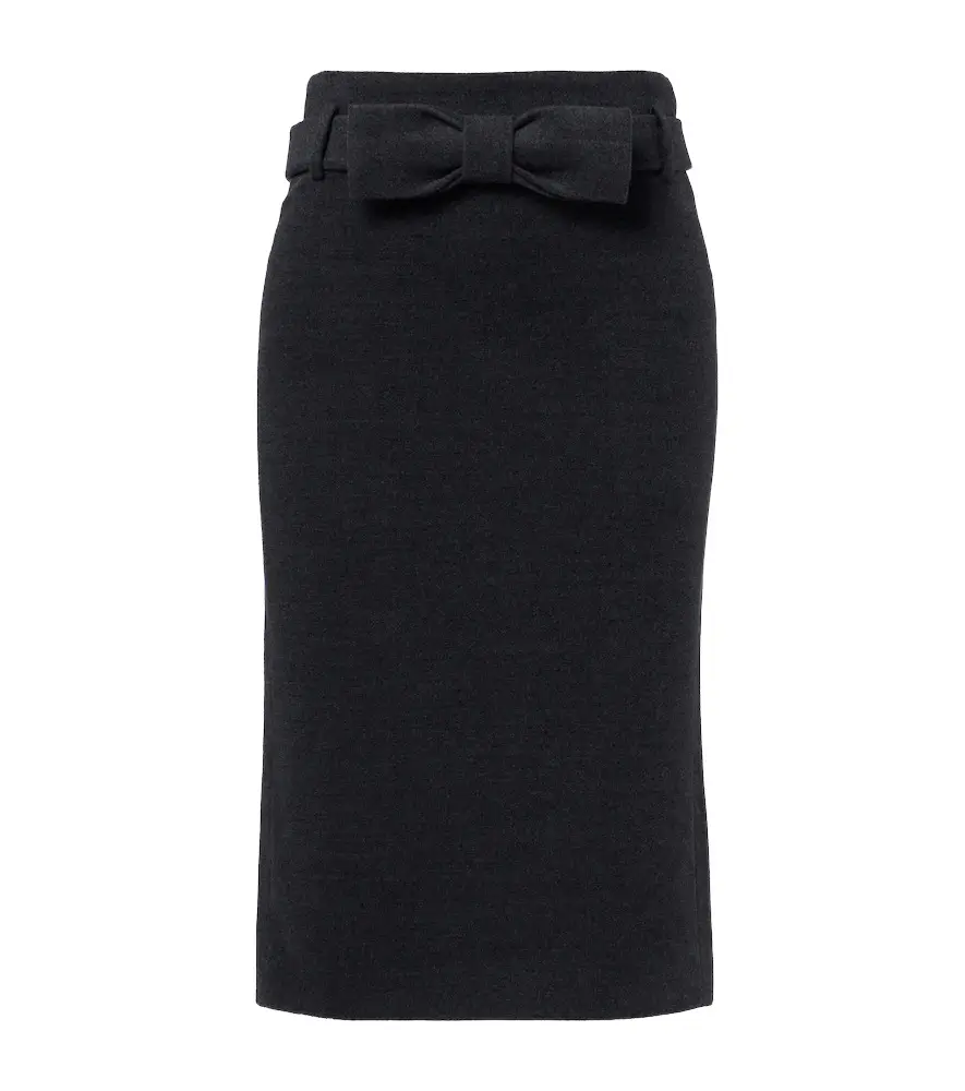 SHUSHU/TONG Bow-detail wool and silk-blend pencil skirt