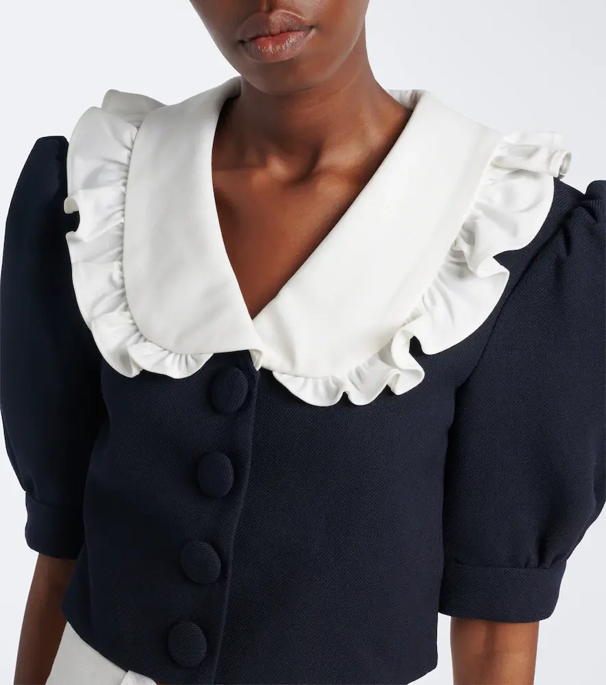 SHUSHU/TONG Cropped ruffled puff-sleeve wool jacket | Thumbnail 2 SHUSHU/TONG Cropped ruffled puff-sleeve wool jacket | Thumbnail 2