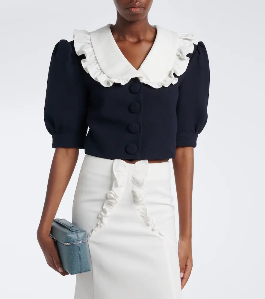 SHUSHU/TONG Cropped ruffled puff-sleeve wool jacket | Thumbnail 5 SHUSHU/TONG Cropped ruffled puff-sleeve wool jacket | Thumbnail 5